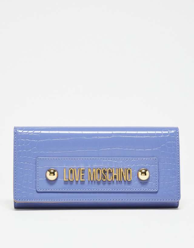 Love Moschino foldover wallet in lilac croc