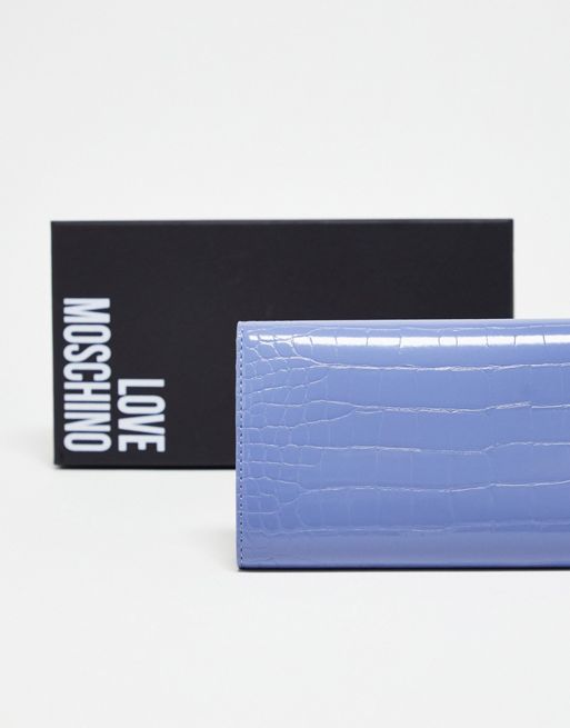 Love Moschino foldover wallet in lilac croc