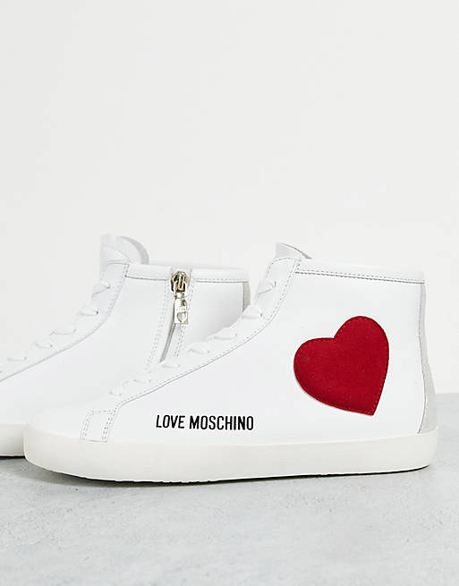 Love Moschino Free Love heart high top sneakers in white | ASOS