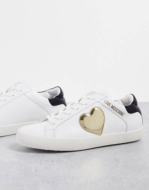 Love Moschino Free Love heart sneakers in white