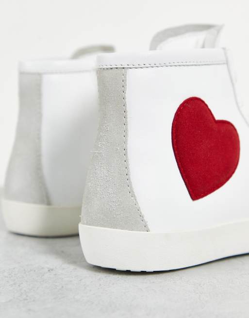 Love Moschino - Free Love - Hvide high-top sneakers med hjerte, 3 af 4