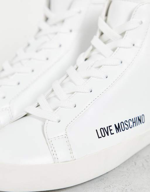 Love Moschino - Free Love - Hvide high-top sneakers med hjerte, 4 af 4