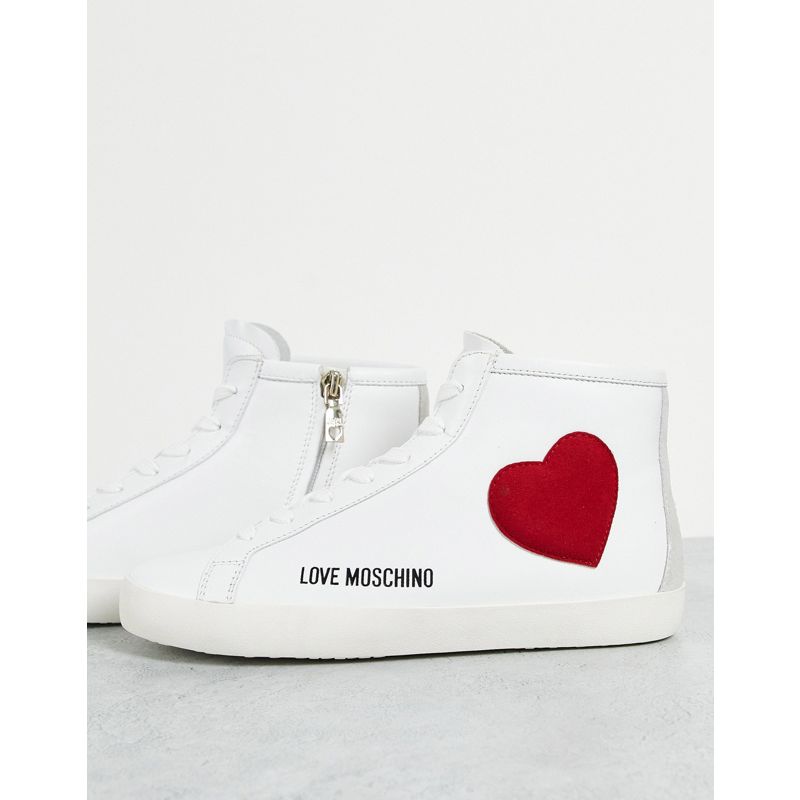 5Xg8f Love Moschino - Free Love - Sneakers alte bianche con cuore