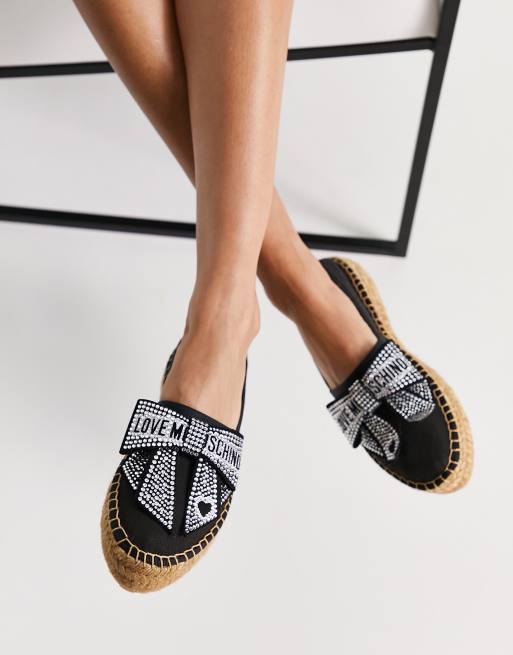 huisvrouw krans Verkeersopstopping Love Moschino - Geborduurde espadrilles in zwart | ASOS