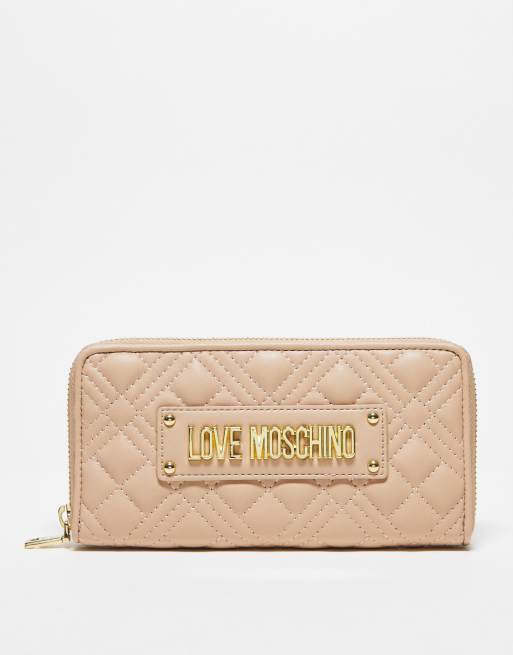 Love Moschino – Gesteppte Geldbörse in Beige