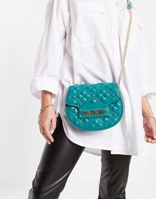 Love Moschino – Gesteppte Satteltasche zum Umhängen in Grün, 2 von 4