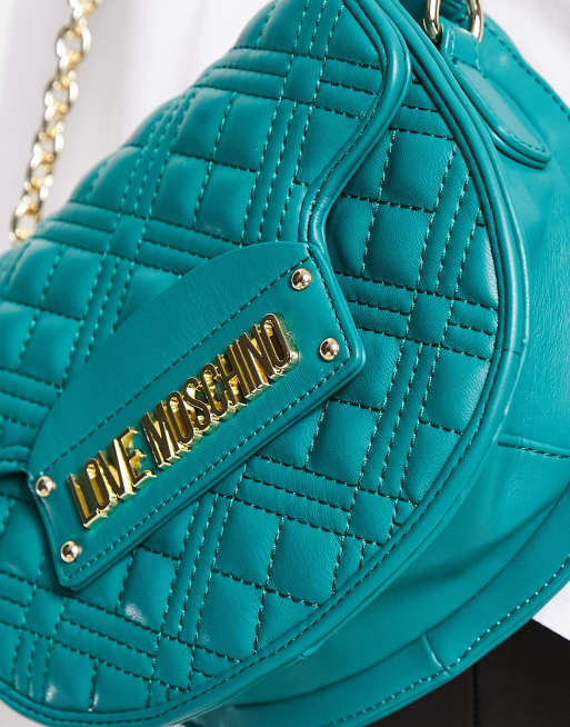 Love Moschino – Gesteppte Satteltasche zum Umhängen in Grün, 3 von 4