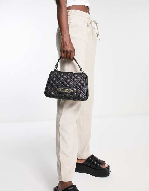 Love Moschino – Gesteppte Tasche in Schwarz mit Tragegriff, 4 von 4