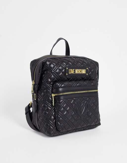 Love Moschino – Gesteppter Rucksack in Schwarz
