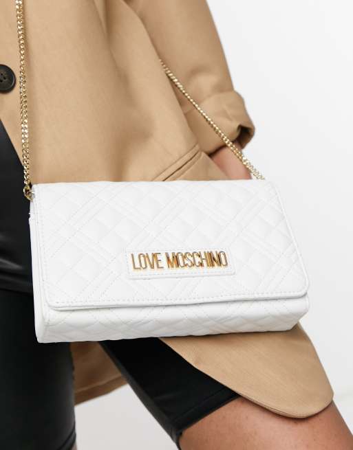 Love Moschino - Gewatteerde crossbody tas in wit
