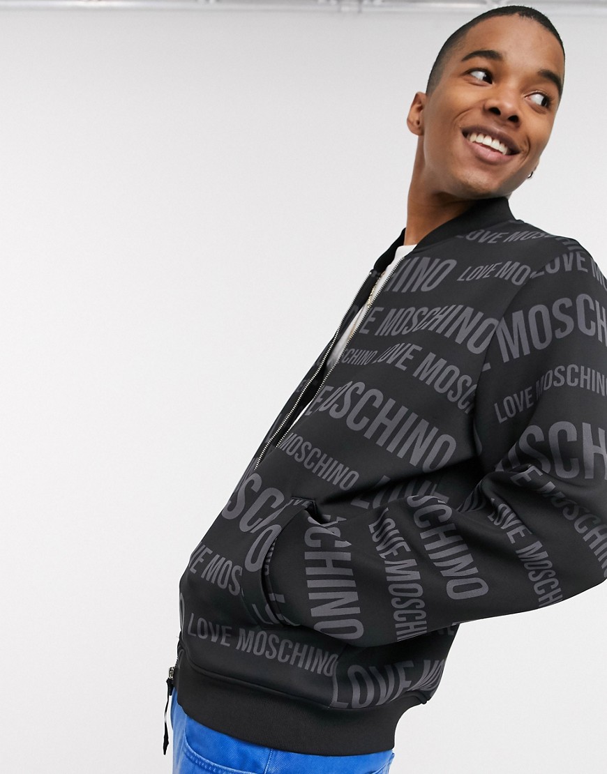 Love Moschino - giacca con logo in neoprene-nero
