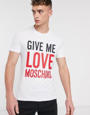 Love Moschino - Give me love - T-shirt met print in wit