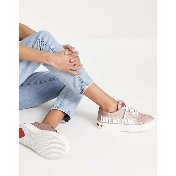 Love Moschino glitter sneakers in light pink | ASOS