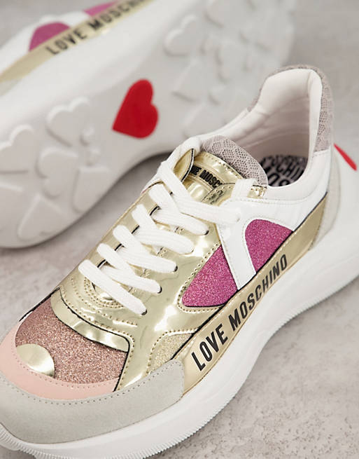Love Moschino glitter sneakers in pink | ASOS