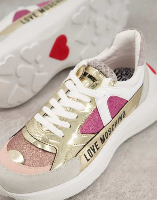 Love Moschino glitter sneakers in pink | ASOS