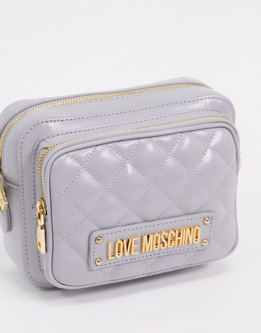 Love Moschino – Grå quiltad crossbody-väska