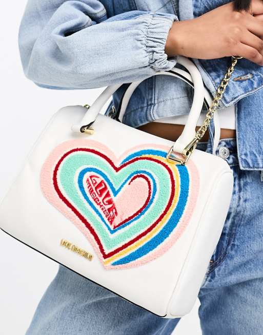 Love Moschino graffiti heart chain handle cross body bag in white, 2 of 4