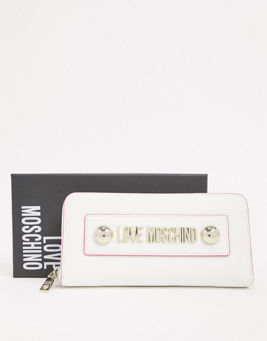 Love Moschino - Grote portemonnee met koepelvormige studs in wit