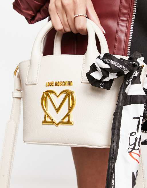 Love Moschino Handtas met sjaaltje logo en crossbody band in