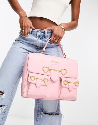 Love Moschino heart bar satchel bag in light pink