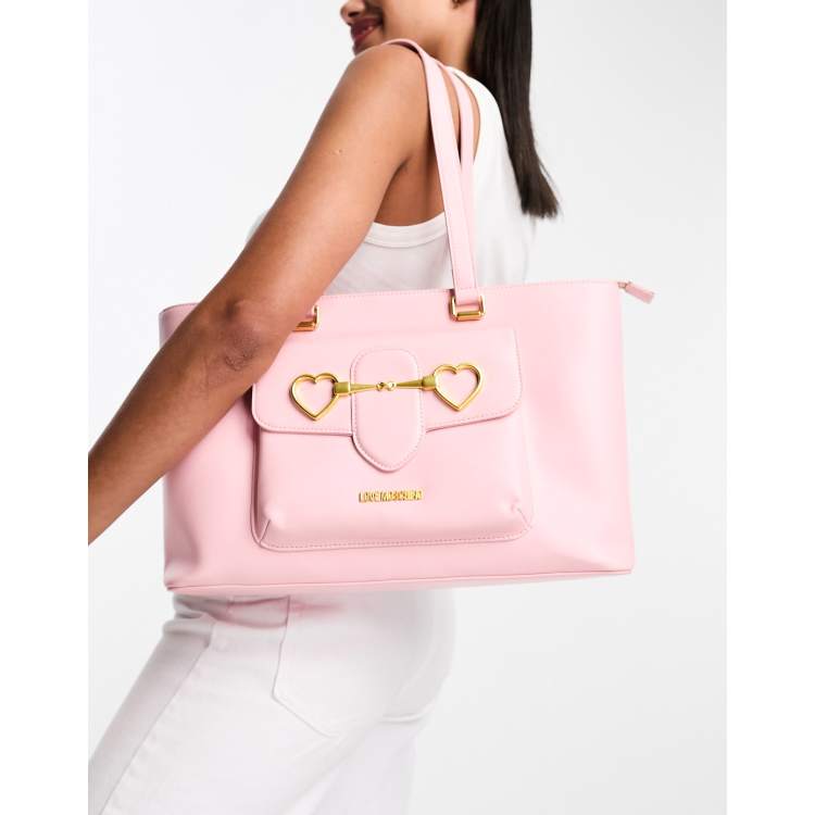 Love Moschino heart bar tote bag in light pink ASOS