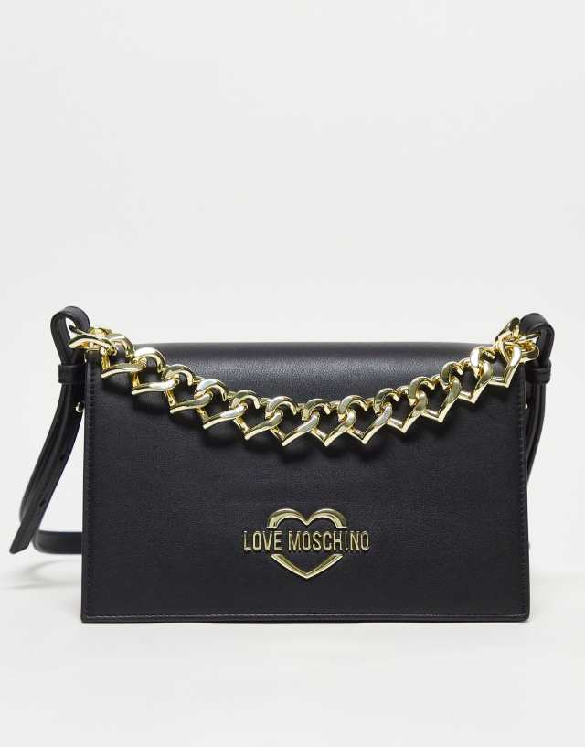 Love Moschino heart chain cross body bag in black