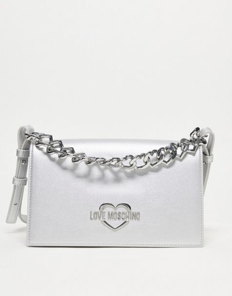 ASOS Bratz Satin Heart Grab Clutch Bag With Diamante in White