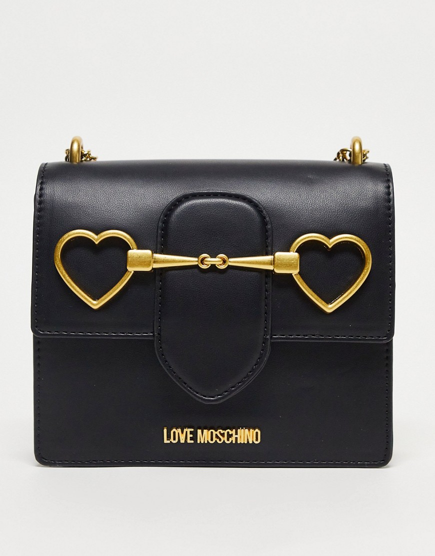 Love Moschino Heart Clasp Cross Body Bag In Black