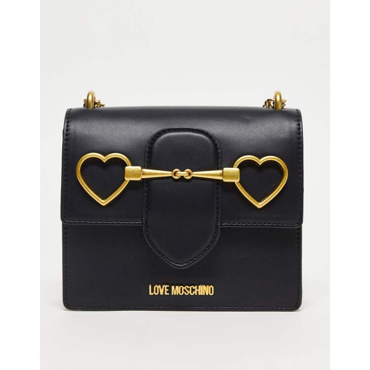 Love Moschino heart clasp cross body bag in black