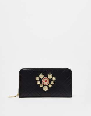 Love Moschino heart embellished wallet in black