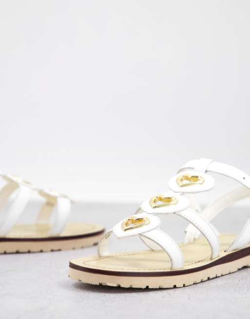 Love Moschino heart flat sandals in white ASOS