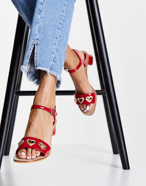 Love Moschino heart heeled sandals in red