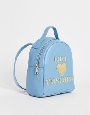 Love Moschino heart logo backpack in light blue