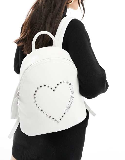 Love Moschino heart logo backpack in white