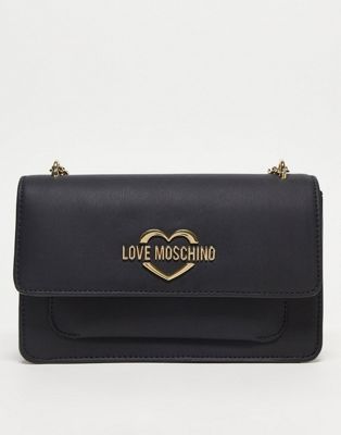 Love Moschino heart logo cross body bag in black