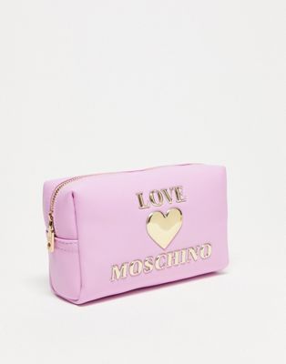 Love Moschino heart logo detail make-up bag in pink - ASOS Price Checker