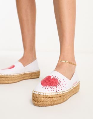 Love Moschino Love Moschino heart logo flatform espadrilles in white