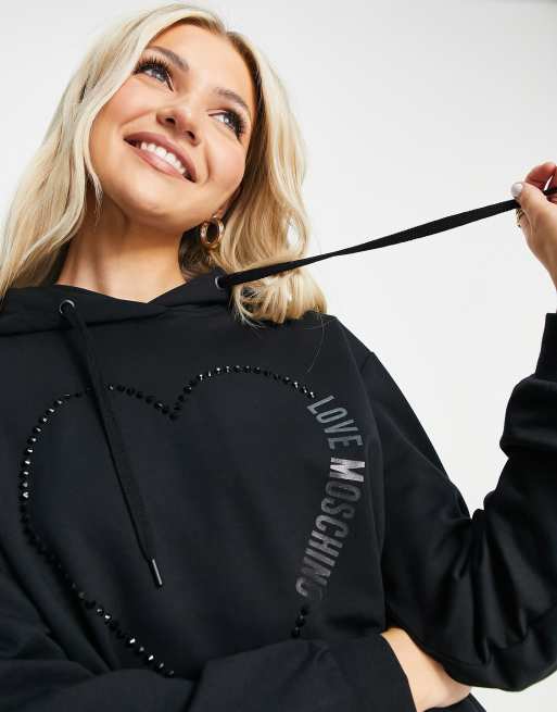 Love Moschino heart logo hoodie in black