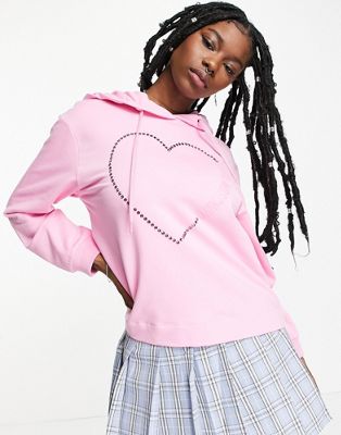 Love Moschino heart logo hoodie in pink