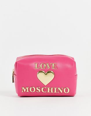 Love Moschino heart logo make up bag in pink