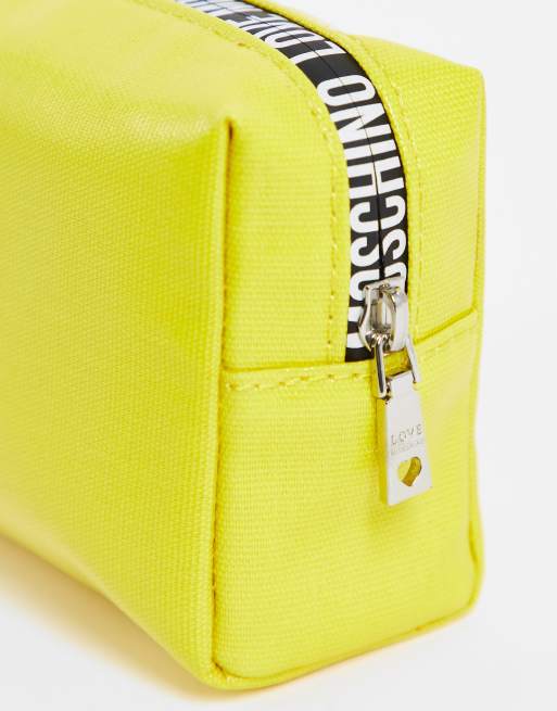 Love Moschino heart logo makeup bag in yellow, 4 of 4
