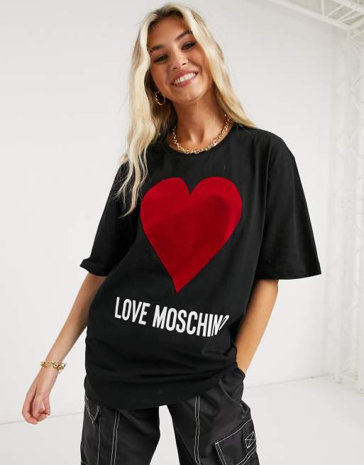 Love Moschino women T-shirt with heart print. 8055204518709 #165