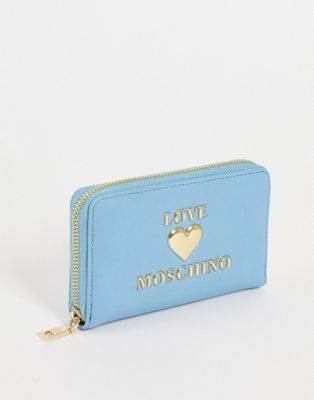 Love Moschino heart logo purse in light blue