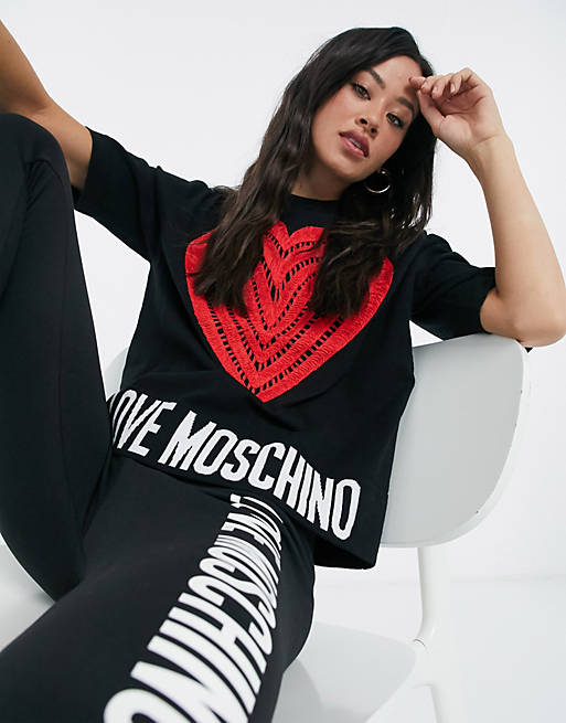 Love Moschino heart logo short sleeve jumper in black | ASOS