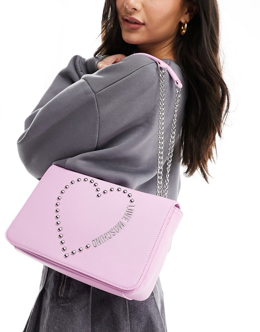 Love Moschino heart logo shoulder bag in pink
