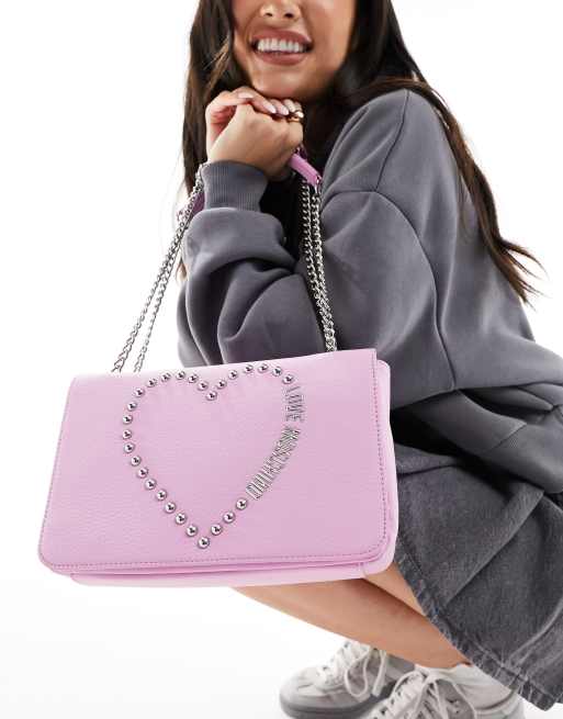 Love Moschino heart logo shoulder bag in pink ASOS