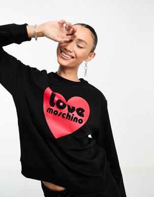 Love Moschino heart logo sweatshirt co-ord in black - ASOS Price Checker