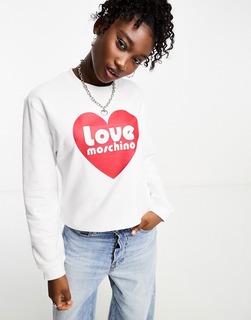Love Moschino heart logo sweatshirt in white