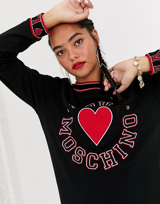 Love Moschino heart logo sweatshirt with shirting sleeves