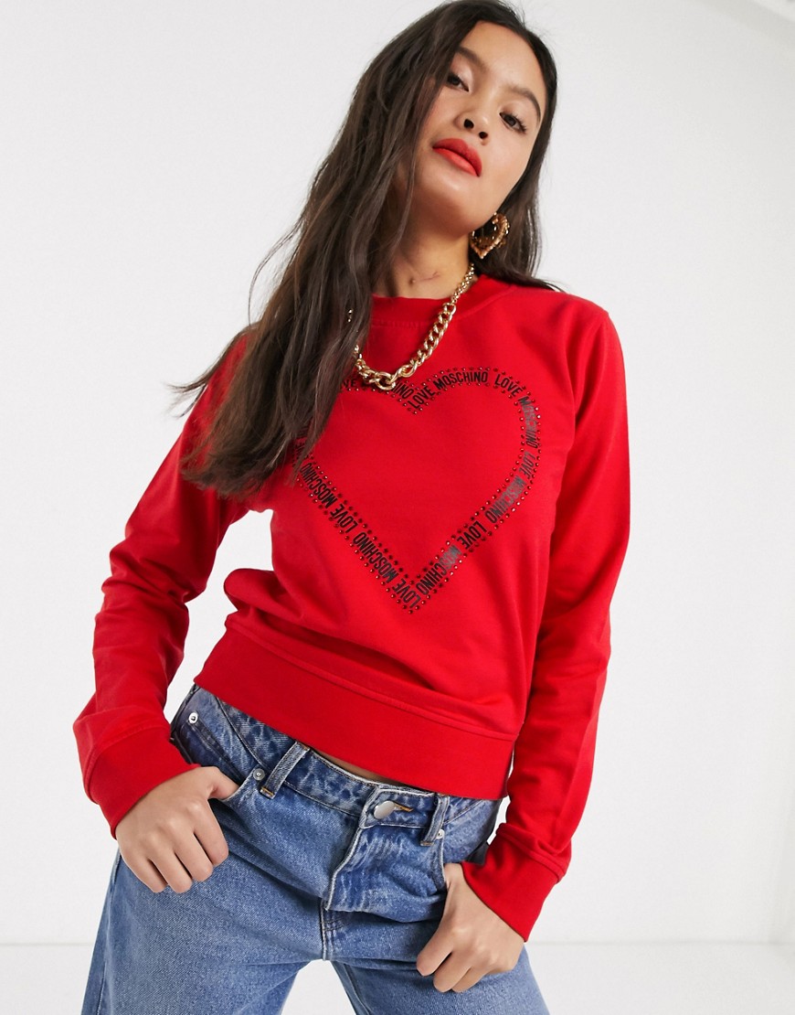 Love Moschino heart logo sweatshirt-Red